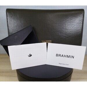 Vintage Brahmin Leather Charcoal Topsail Grey Ady Bi-Fold Wallet #2293